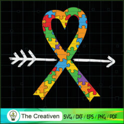Heart Puzzle Ribbon Arrow Autism SVG Cut File for Cricut & Silhouette