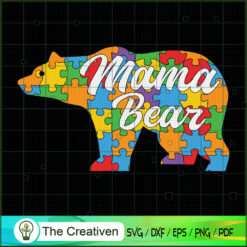 Mam Bear Autism Puzzle SVG, Autism Awareness SVG, Puzzle Piece SVG