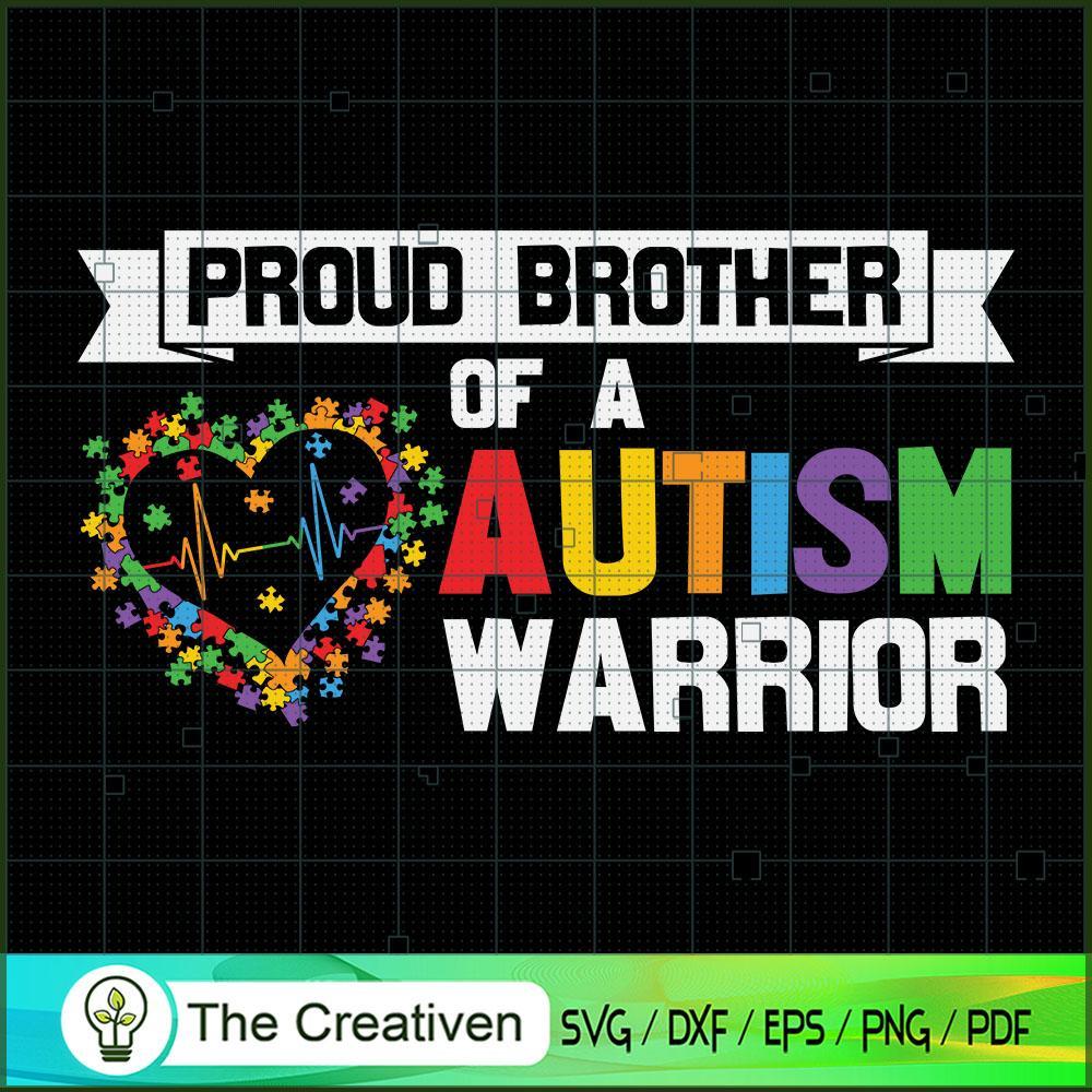 Proud Brother of a Autism Warrior SVG Cut File for Cricut & Silhouette 1 Proud Brother of a Autism Warrior SVG Cut File for Cricut & Silhouette