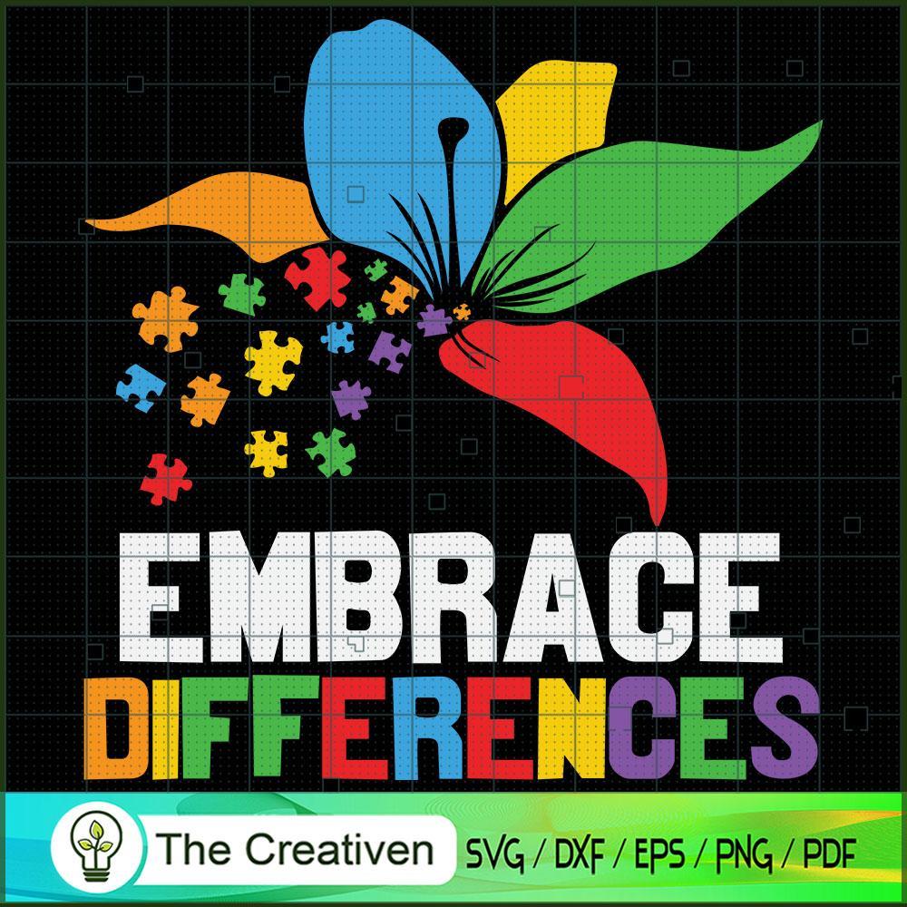 Embrace Differences Autism Flower SVG, Autism Awareness SVG, Puzzle Piece SVG 1 56 copy 16