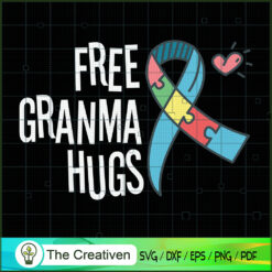 Free Grandma Hugs Autism Awa SVG Cut File for Cricut
