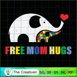 Free Mom Hugs Pride Autism M SVG Cut File for Cricut