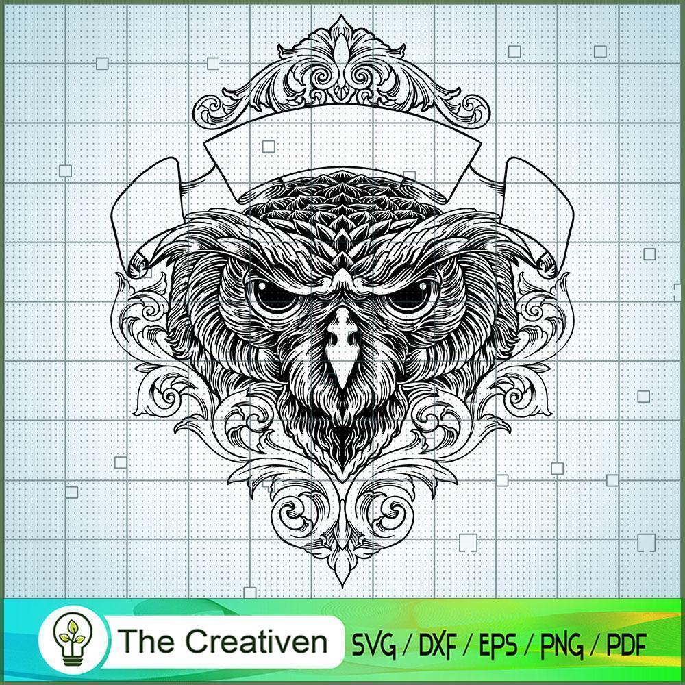 Angry Owl Silhouette Ornate Frames SVG, Skull SVG, Halloween SVG 1 Angry Owl Silhouette Ornate Frames SVG, Skull SVG, Halloween SVG
