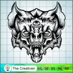 Silhouette Evil Head Bat SVG, Skull SVG, Halloween SVG