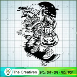 Silhouette Skater Werewolf  SVG, Skull SVG, Halloween SVG