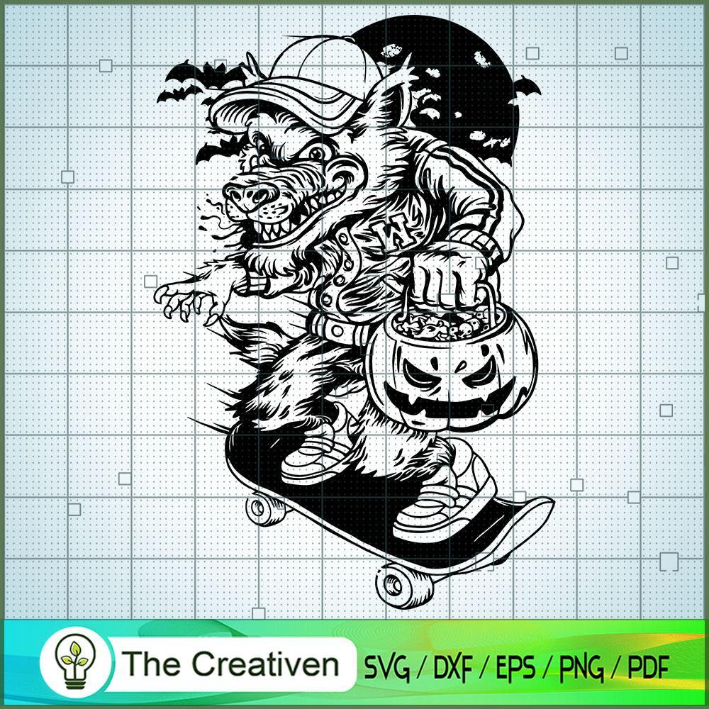 Silhouette Skater Werewolf SVG, Skull SVG, Halloween SVG 1 14 copy 47
