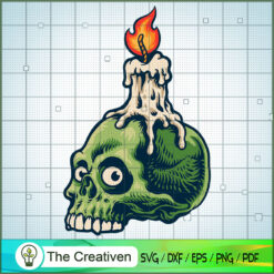 Burning Candle on Skull Halloween SVG Cut File for Cricut & Silhouette