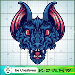 Bat Head Angry Scary Hallowe SVG Cut File for Cricut