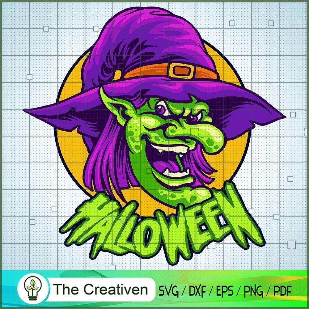 Halloween Scary Lady Witch Head SVG Cut File for Cricut & Silhouette 1 Halloween Scary Lady Witch Head SVG Cut File for Cricut & Silhouette