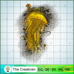 Jellyfish SVG, Fishing SVG, Jellyfish Gold SVG