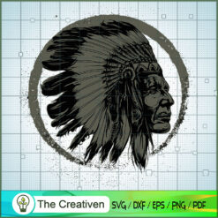 Indians Head SVG, Native Face SVG, Aboriginal Hat SVG