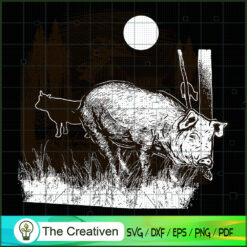 Pig At Night SVG, Animals SVG, Pet Lover SVG