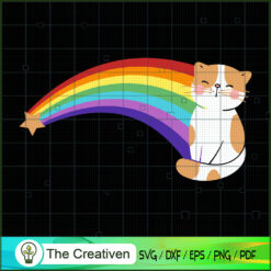 Retro Rainbow Cat SVG Cut File for Cricut & Silhouette