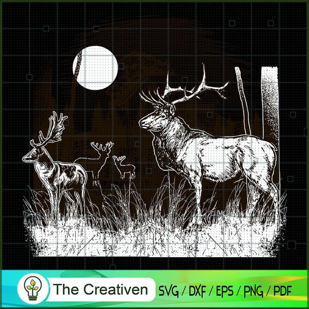 Vintage Deers SVG, Deer Night SVG, Animals SVG 1 DEER VINTAGE 1 copy