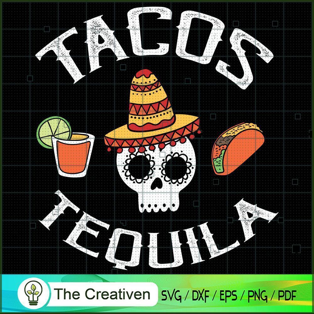 Sugar Skull Tacos & Tequila Funny SVG Cut File for Cricut & Silhouette 1 Sugar Skull Tacos & Tequila Funny SVG Cut File for Cricut & Silhouette