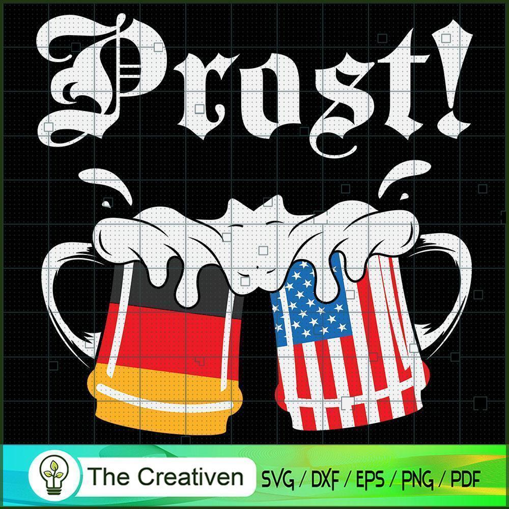 Prost Beer German American Flag SVG Cut File for Cricut & Silhouette 1 Prost Beer German American Flag SVG Cut File for Cricut & Silhouette