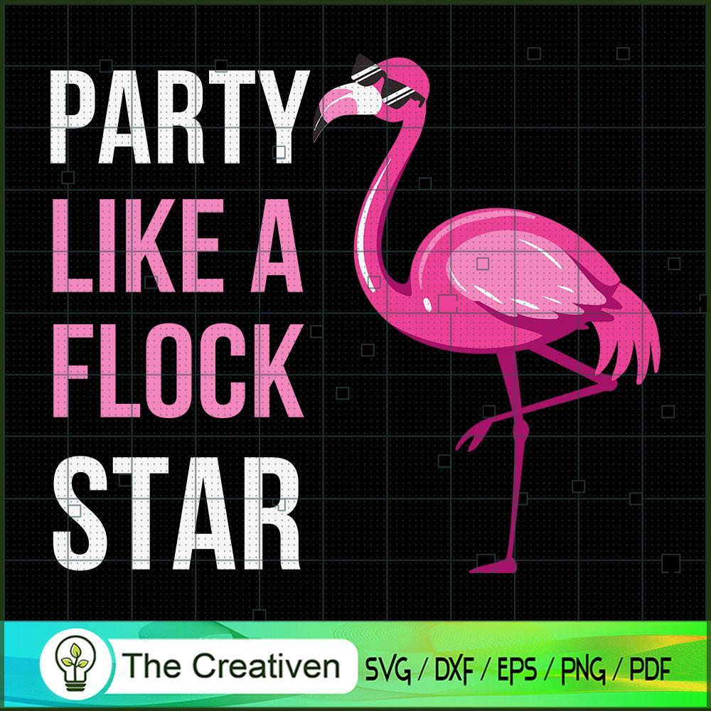 Party Like a Flock Star Pink SVG Cut File for Cricut 1 Party Like a Flock Star Pink SVG Cut File for Cricut
