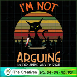 Retro Fun Cat with Knife I'm SVG Cut File for Cricut