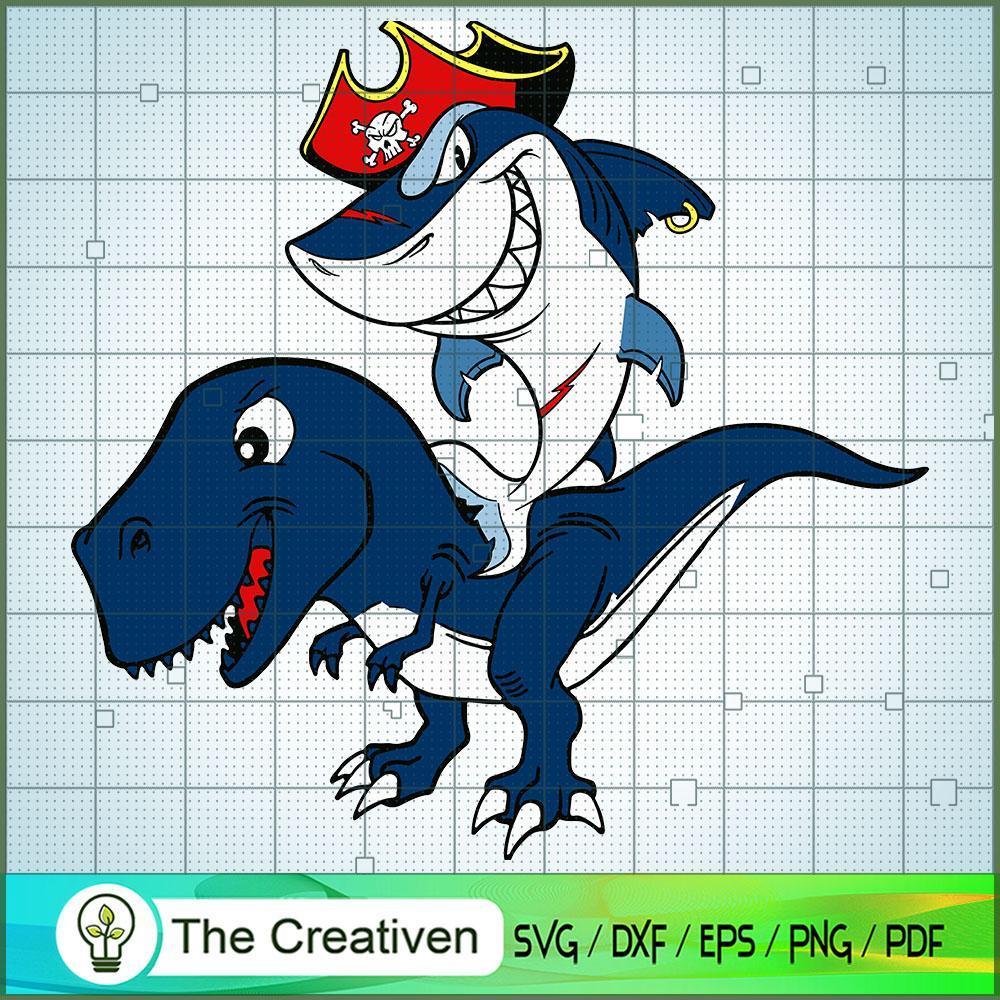 Shark Pirate Dinosaur T Rex SVG Cut File for Cricut 1 Shark Pirate Dinosaur T Rex SVG Cut File for Cricut