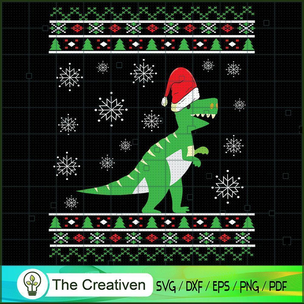 Ugly Christmas Dinosaur SVG Cut File for Cricut & Silh Design 14907 1 Ugly Christmas Dinosaur SVG Cut File for Cricut & Silh Design 14907