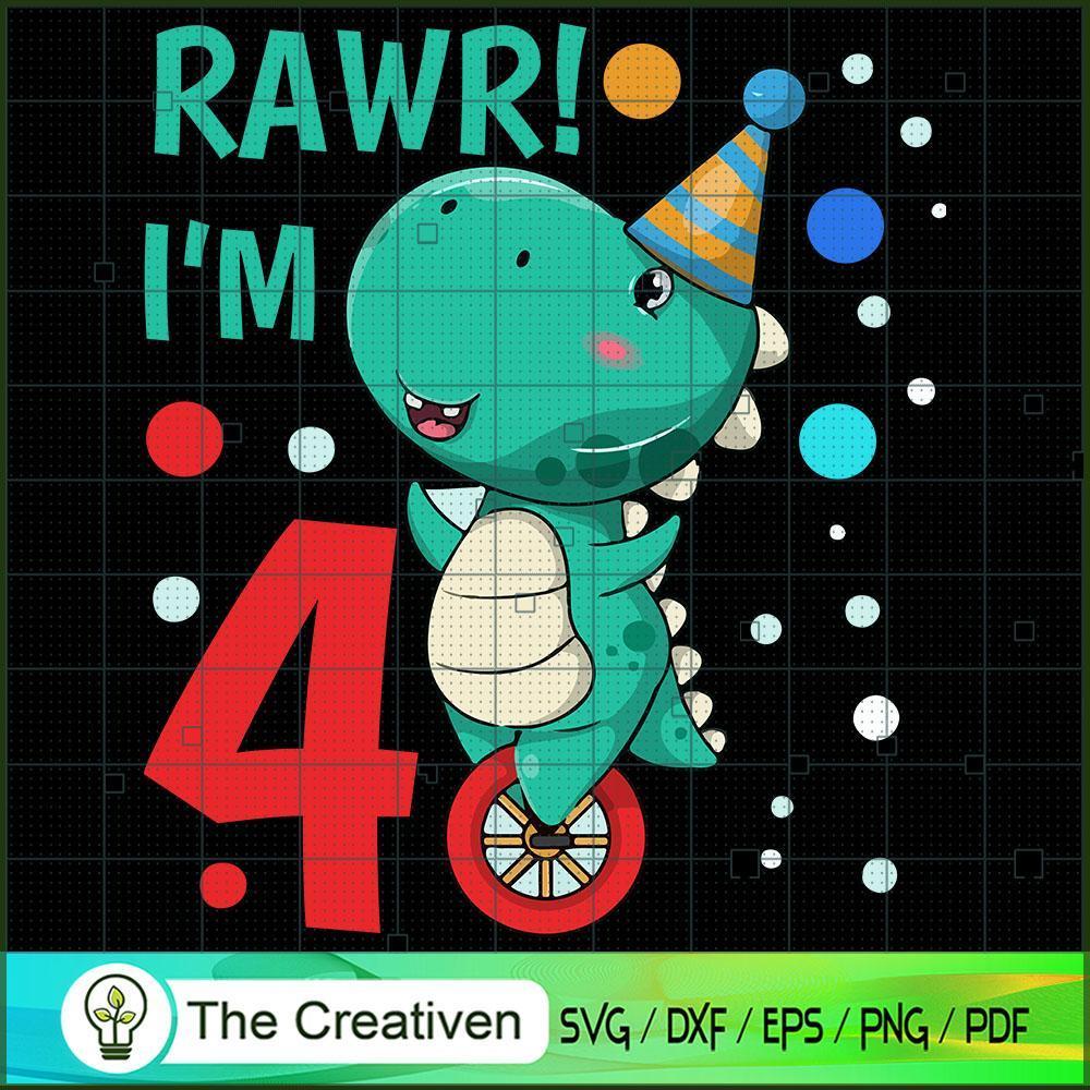 Rawr I'm 4 SVG Cut File for Cricut & Silhouette 1 Rawr I'm 4 SVG Cut File for Cricut & Silhouette