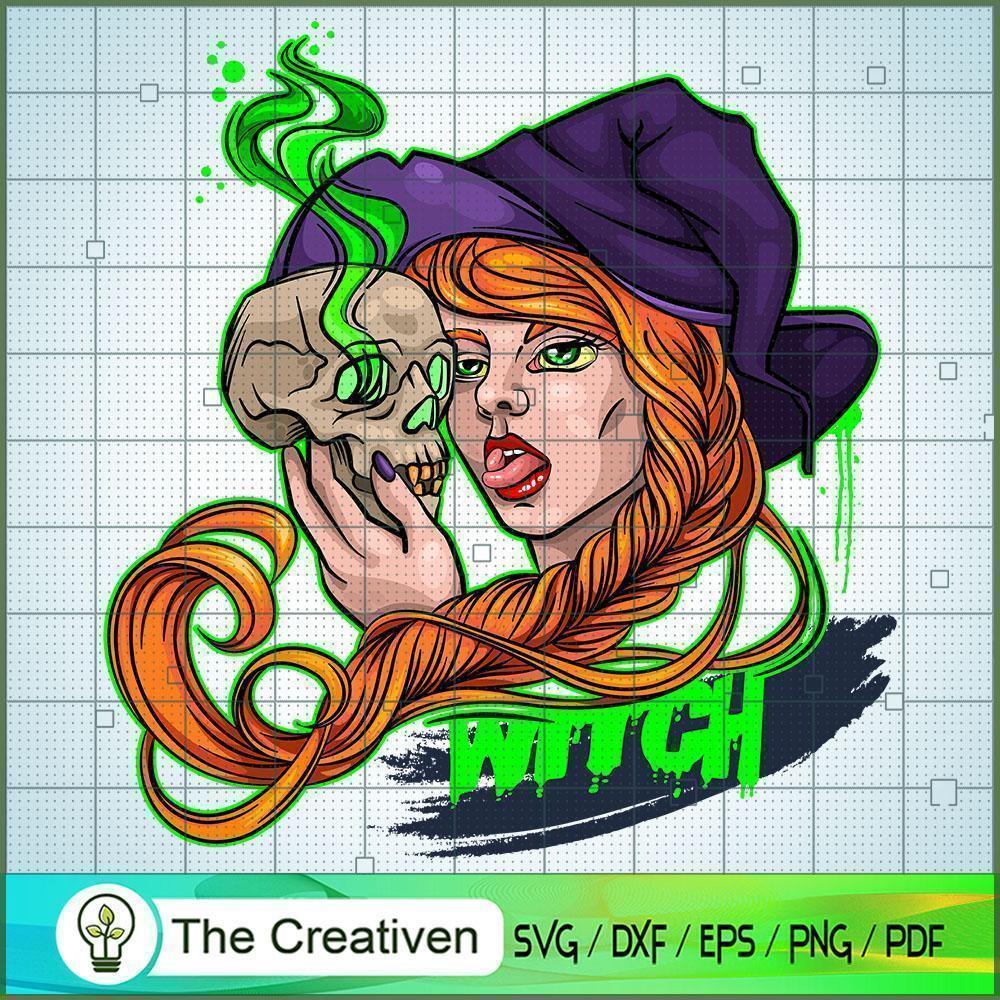 Witch with Magic Skull Halloween SVG , Halloween SVG , Skull SVG 1 Witch with Magic Skull Halloween SVG , Halloween SVG , Skull SVG