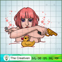 Sad Girl with Rubber Duck SVG , Duck SVG , Sad Girl SVG
