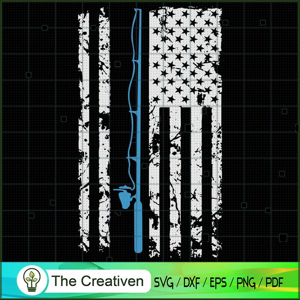 American Fishing Flag SVG Cut File for Cricut & Silhouette 1 American Fishing Flag SVG Cut File for Cricut & Silhouette