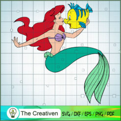The Little Mermaid And Flounder SVG, Disney Cartoon SVG, Princess SVG
