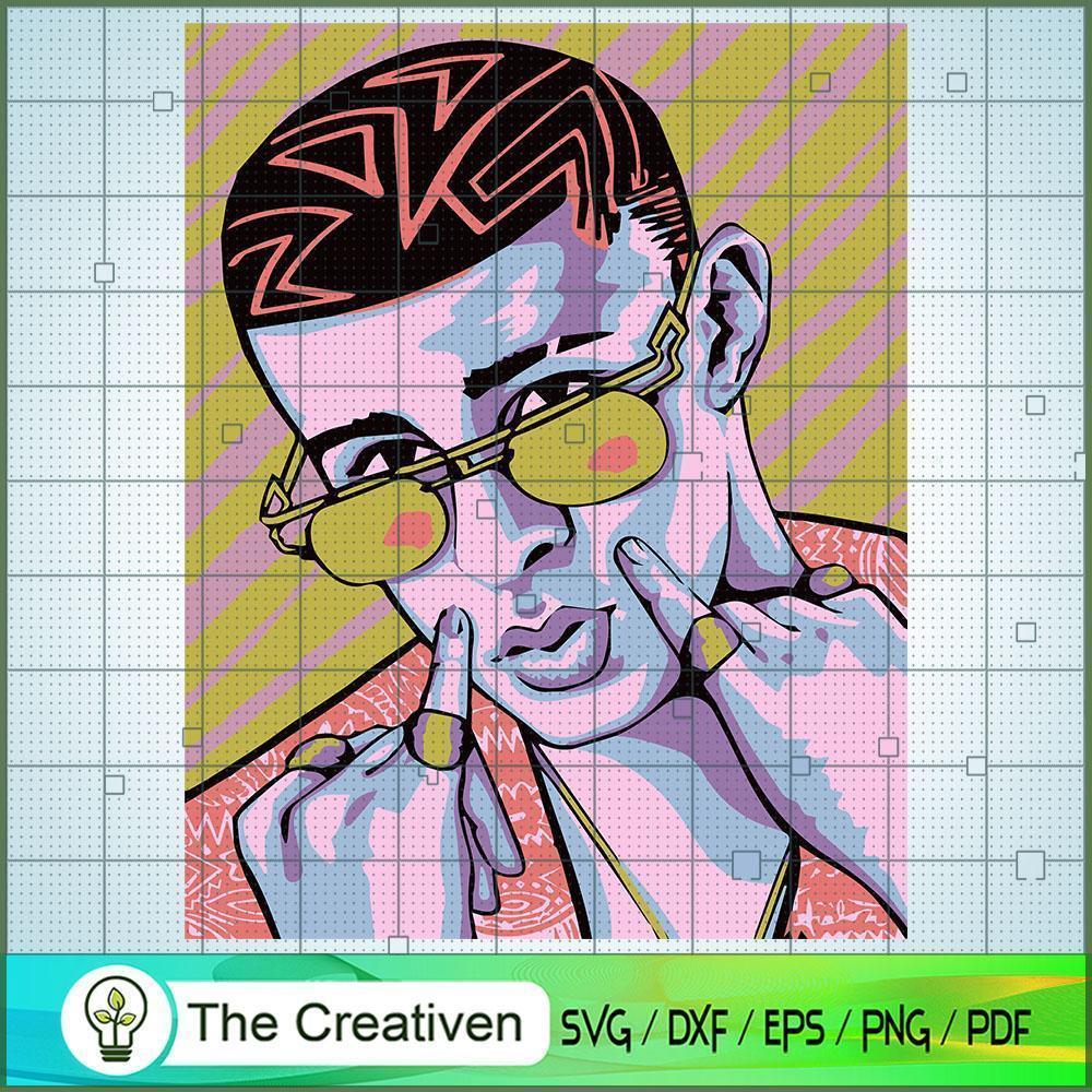 Bad Bunny Colorful SVG, Rapper SVG, Singer SVG 1 Bad Bunny Colorful SVG, Rapper SVG, Singer SVG