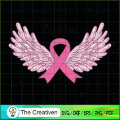 Pink Ribbon Angel Wings Brea SVG Cut File for Cricut