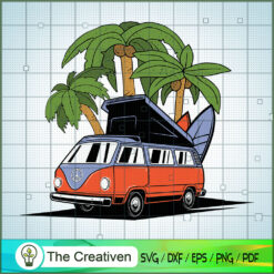Beach Hippie Van Bus Surfboa SVG Cut File for Cricut