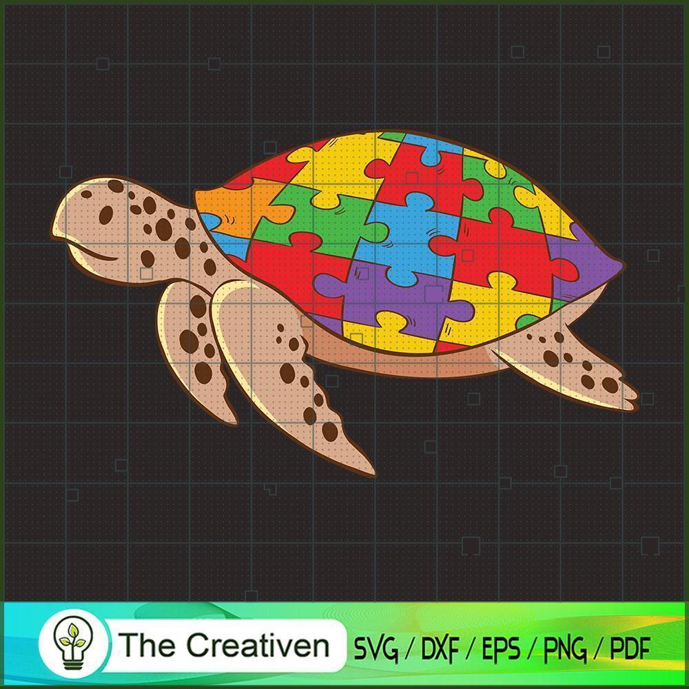 Autism Turtle Sea Tortoise SVG Cut File for Cricut & Silhouette 1 Autism Turtle Sea Tortoise SVG Cut File for Cricut & Silhouette