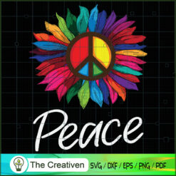 Sunflower Rainbow Peace Sign SVG Cut File for Cricut