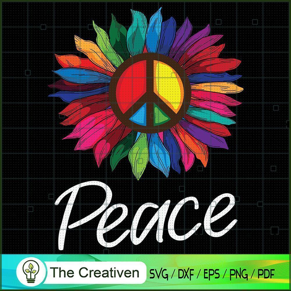 Sunflower Rainbow Peace Sign SVG Cut File for Cricut 1 Sunflower Rainbow Peace Sign SVG Cut File for Cricut