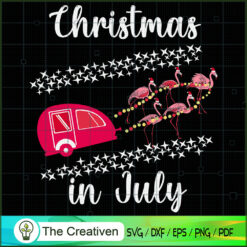 Flamingo Camping Car Christm SVG Cut File for Cricut