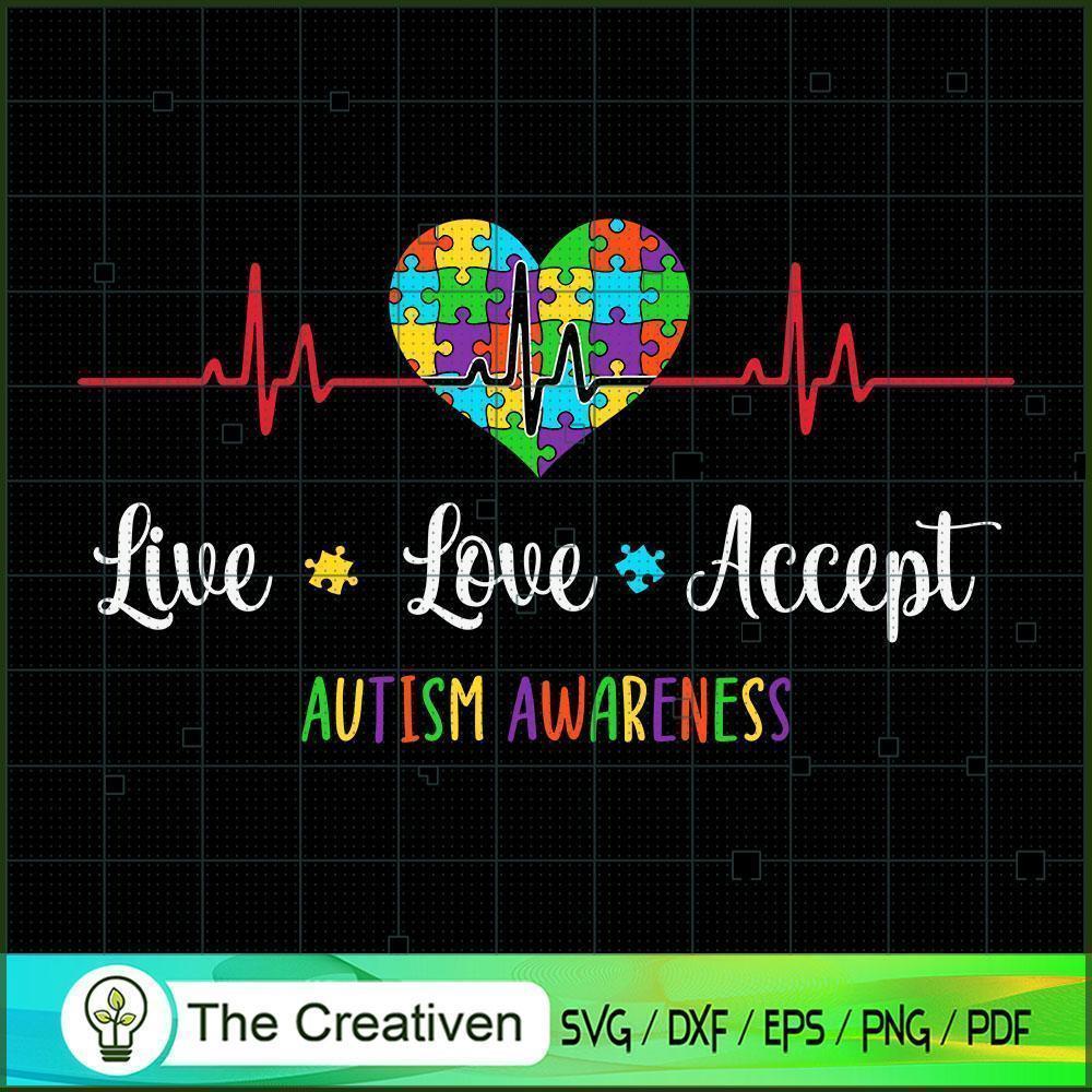 Live Love Accept Autism Awareness SVG Cut File for Cricut & Silhouette 1 Live Love Accept Autism Awareness SVG Cut File for Cricut & Silhouette