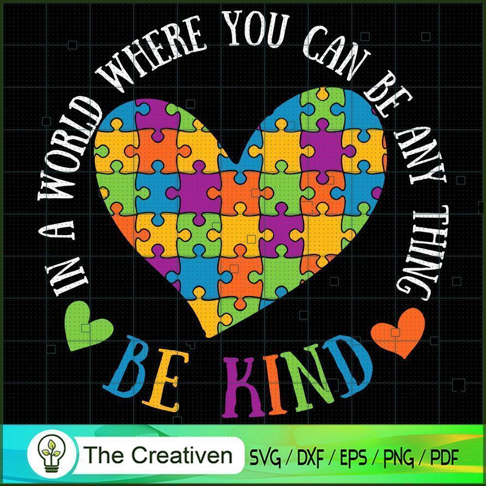 Be Kind Puzzle Heart Autism SVG Cut File for Cricut 1 Be Kind Puzzle Heart Autism SVG Cut File for Cricut