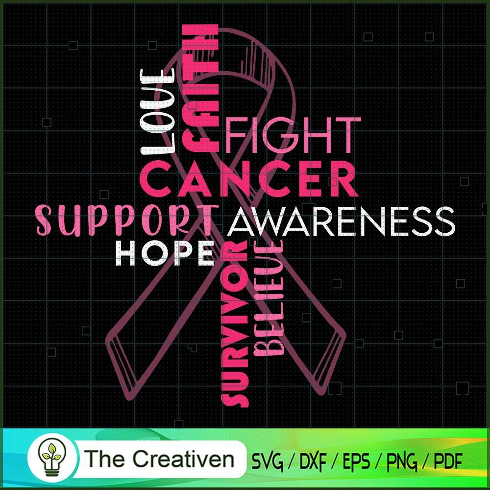 Breast Cancer Awareness Word SVG Cut File for Cricut 1 Breast Cancer Awareness Word SVG Cut File for Cricut