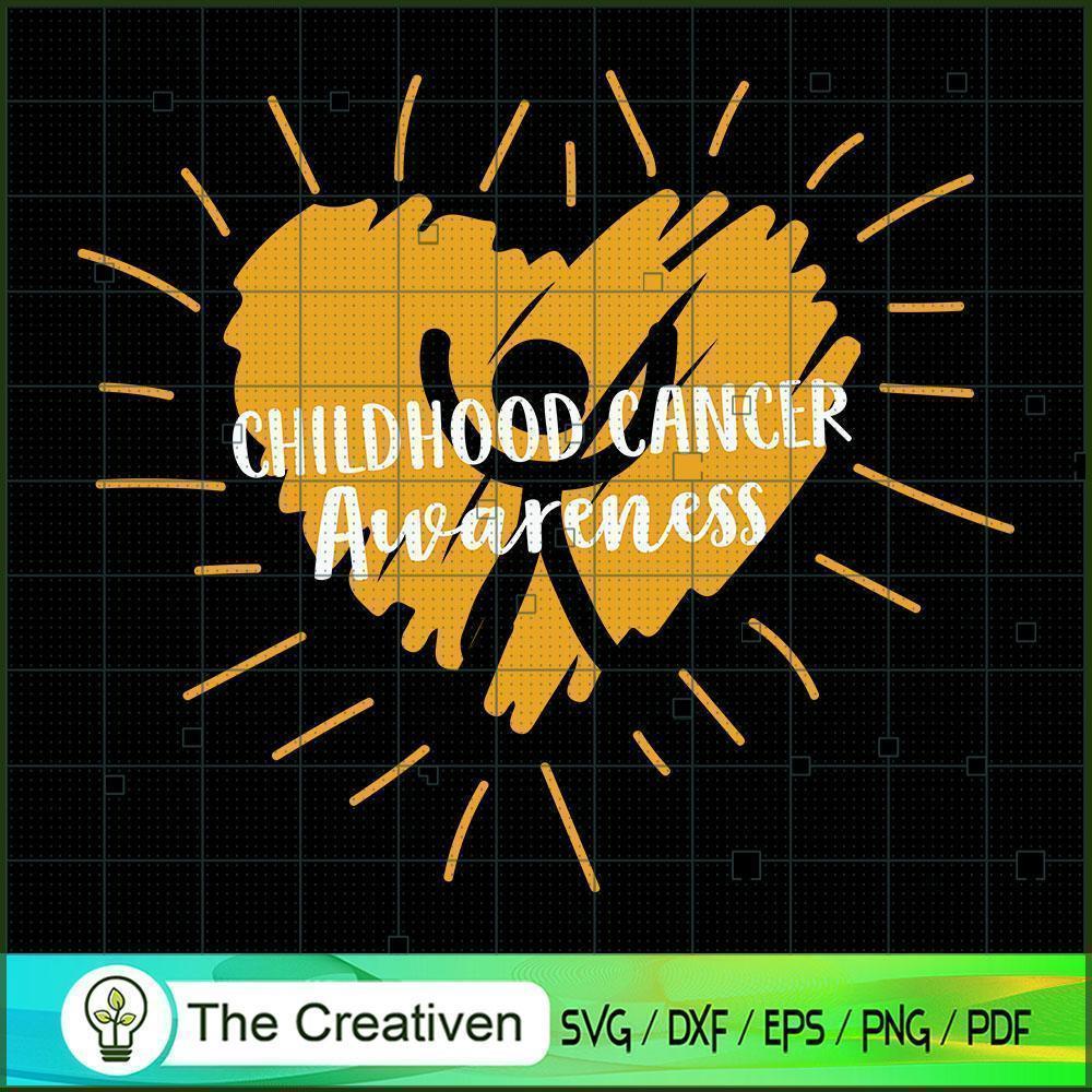 Gold Heart Childhood Cancer SVG Cut File for Cricut 1 Gold Heart Childhood Cancer SVG Cut File for Cricut