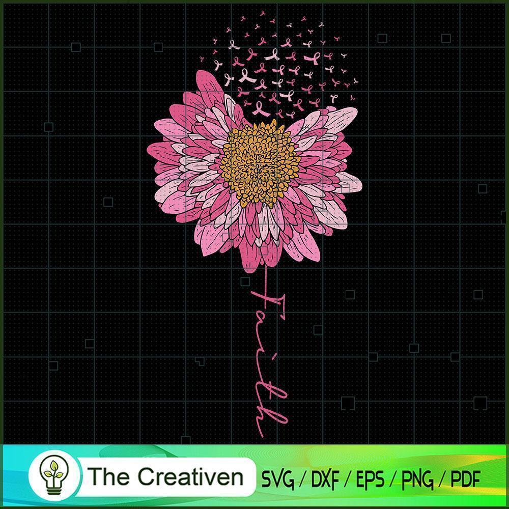 Flower Faith Breast Cancer A SVG Cut File for Cricut 1 Flower Faith Breast Cancer A SVG Cut File for Cricut