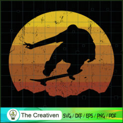 Retro Sunset Skateboard SVG , Skateboard SVG , Retro Sunset SVG