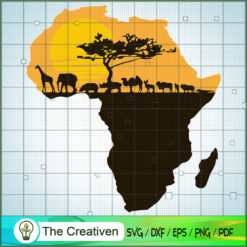 Africa Animals In Head Black SVG Cut File for Cricut