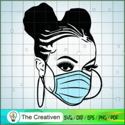 Cute Girl Wear Blue Mask SVG, Africa Woman SVG, Black Woman SVG