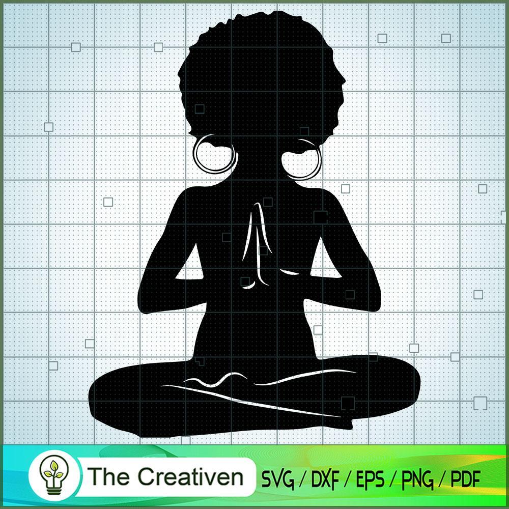 Afro Woman Meditate SVG, Africa Woman SVG, Black Woman SVG 1 Afro Woman Meditate SVG, Africa Woman SVG, Black Woman SVG