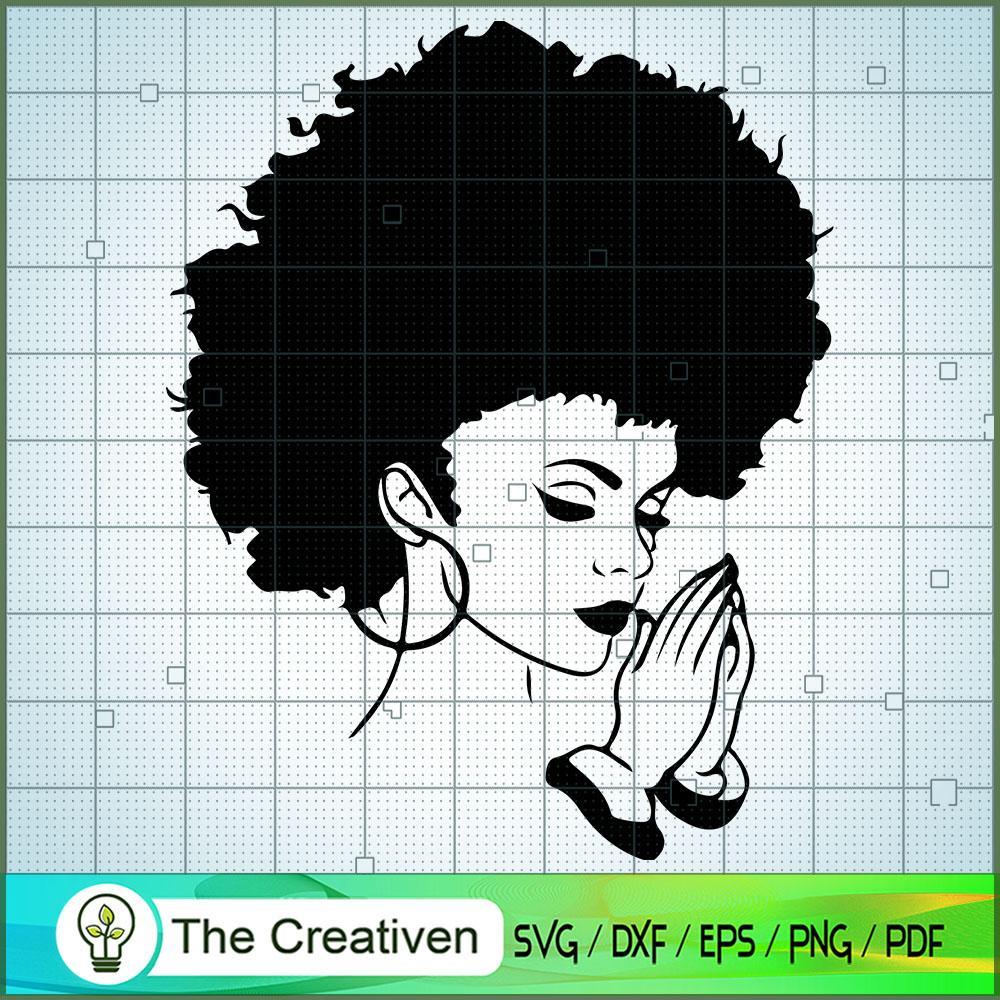 Afro Woman Praying SVG, Africa Woman SVG, Black Woman SVG 1 Afro Woman Praying SVG, Africa Woman SVG, Black Woman SVG