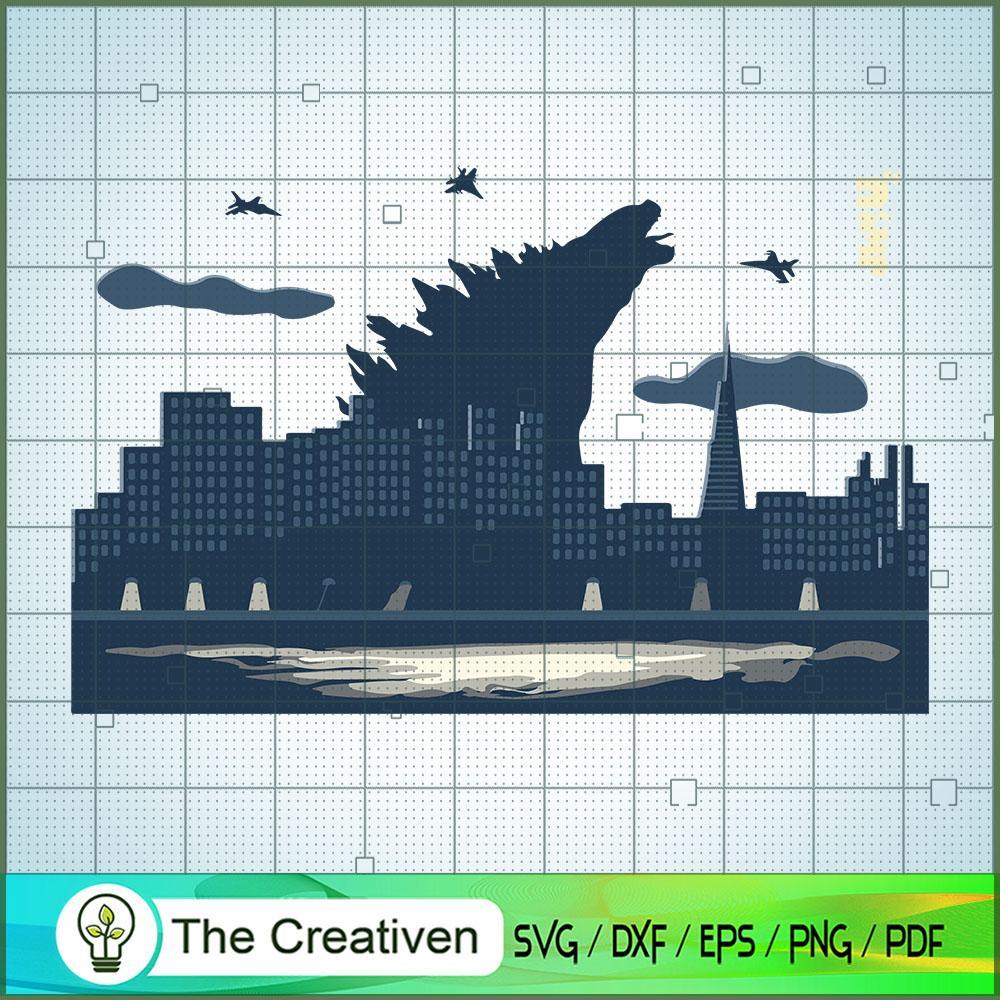 Godzilla in City SVG Cut File for Cricut & Silhouette 1 Godzilla in City SVG Cut File for Cricut & Silhouette