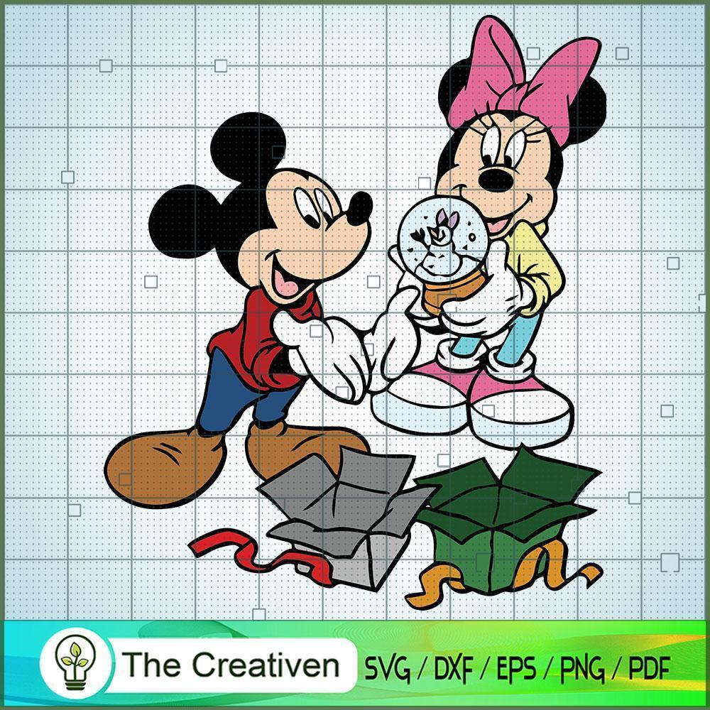 Mickey and Minnie with Gift SVG Cut File for Cricut & Silhouette 1 Mickey and Minnie with Gift SVG Cut File for Cricut & Silhouette