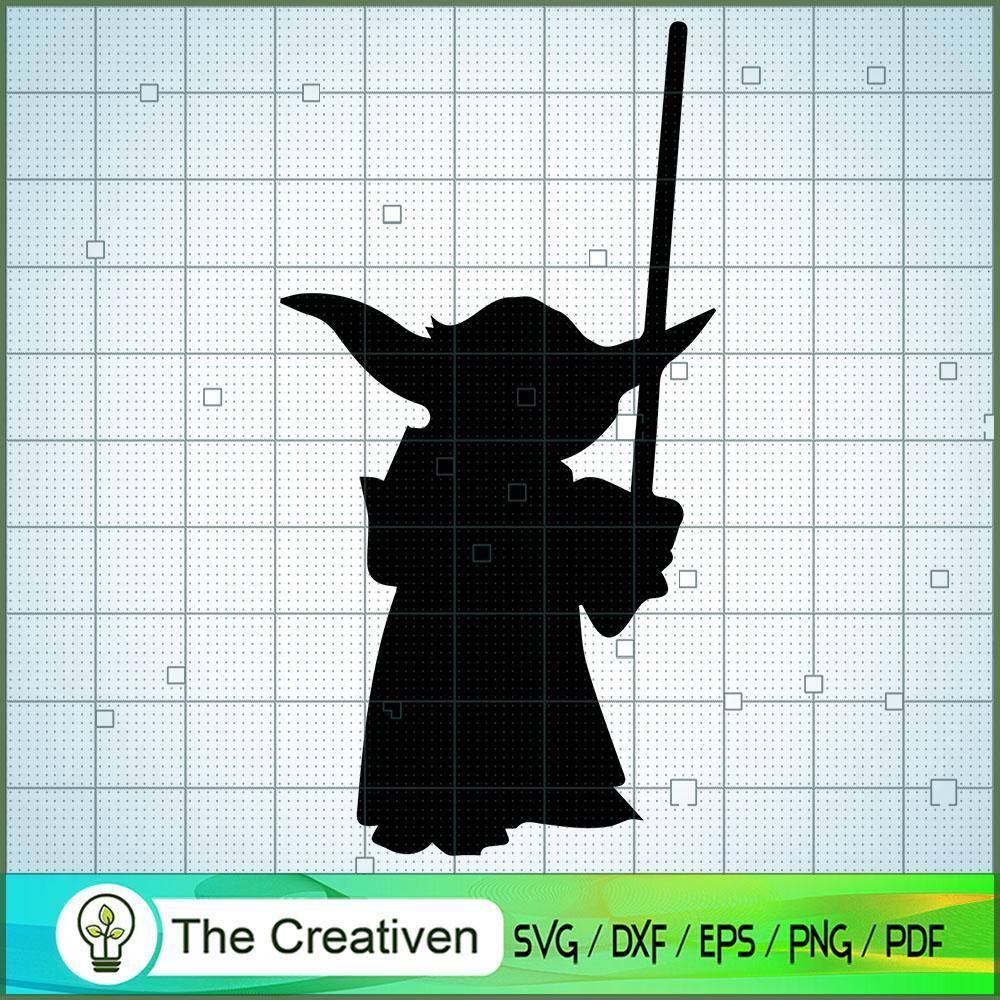 Baby Yoda Holding Sword SVG Cut File for Cricut & Silhouette 1 Baby Yoda Holding Sword SVG Cut File for Cricut & Silhouette