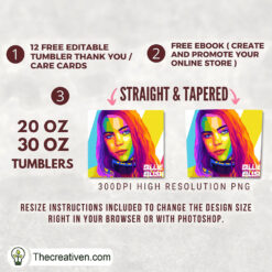 Alternative view of Billie Elish Skinny Tumbler Wrap – Digital Download